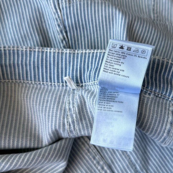 BA&ASH Blue White Stripe Button Front Cotton Skirt Size 10 - Picture 6 of 8